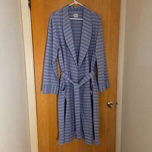 Polo Ralph Lauren Robe 100% Cotton Mens S/M Blue Check Shawl Collar Logo Grandpa